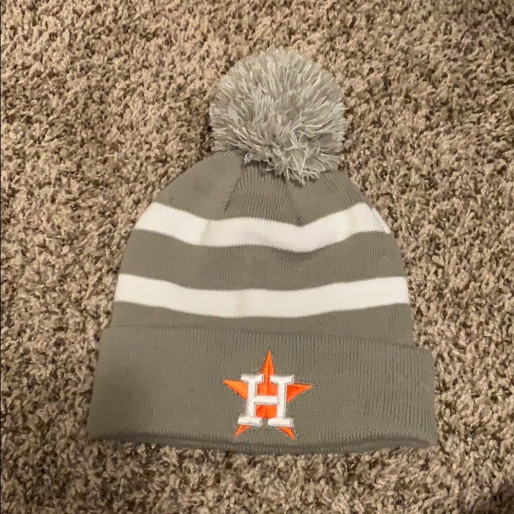 Houston Astros beanie with pom